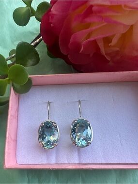 Silpada sterling silver 925 aquamarine Oval Drop Earrings